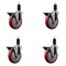 Service Caster 5'' Red Poly Swivel 1-1/4'' Expanding Stem Caster Set with Brake, 4PK SCC-EX20S514-PPUB-RED-PLB-114-4 - alternate 1